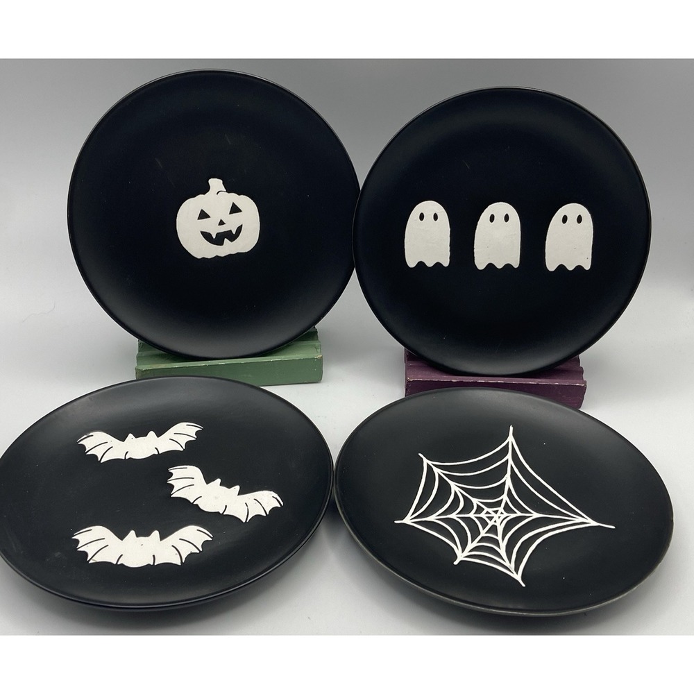 Holiday Home Monster Mash Appetizer Bread & Butter Plates Set of 4 Halloween NEW